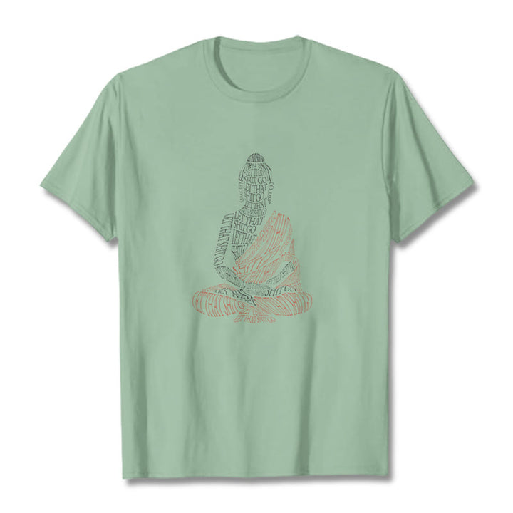 Buddha Stones Medytujący Budda Let That Shit Go Wzór T-shirt - PaleGreen - 2XL - image 15