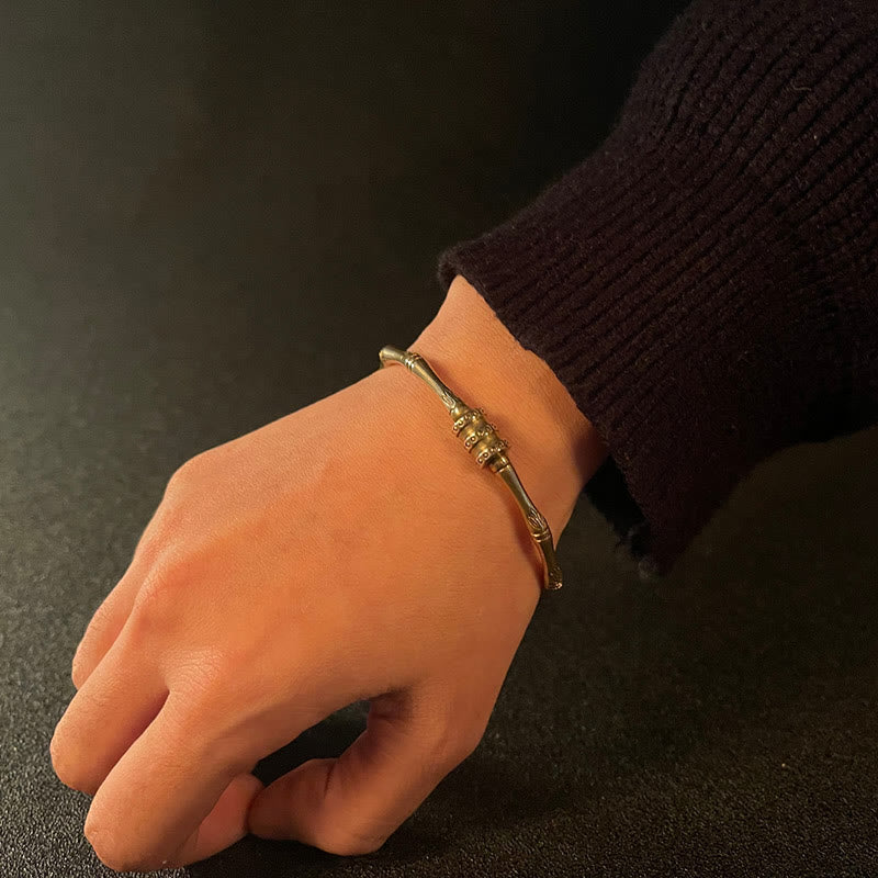 Buddha Stones Bambus Kwiat Lotosu Miedź Mosiądz Bransoletka Pokoju Bangle