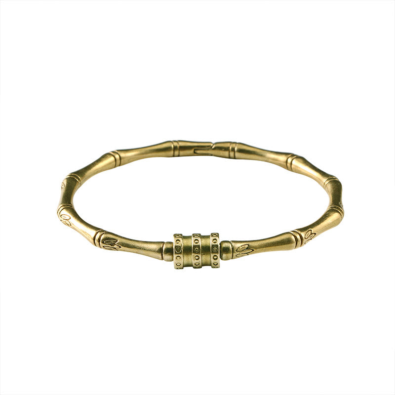 Buddha Stones Bambus Kwiat Lotosu Miedź Mosiądz Bransoletka Pokoju Bangle