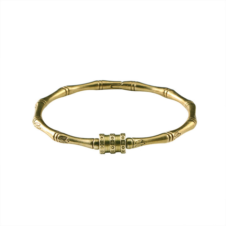 Buddha Stones Bambus Kwiat Lotosu Miedź Mosiądz Bransoletka Pokoju Bangle