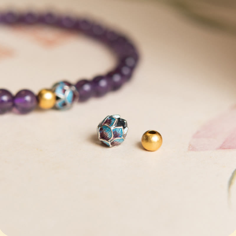 Bransoletka Buddha Stones Natural Ametyst Lotus Spiritual Awareness