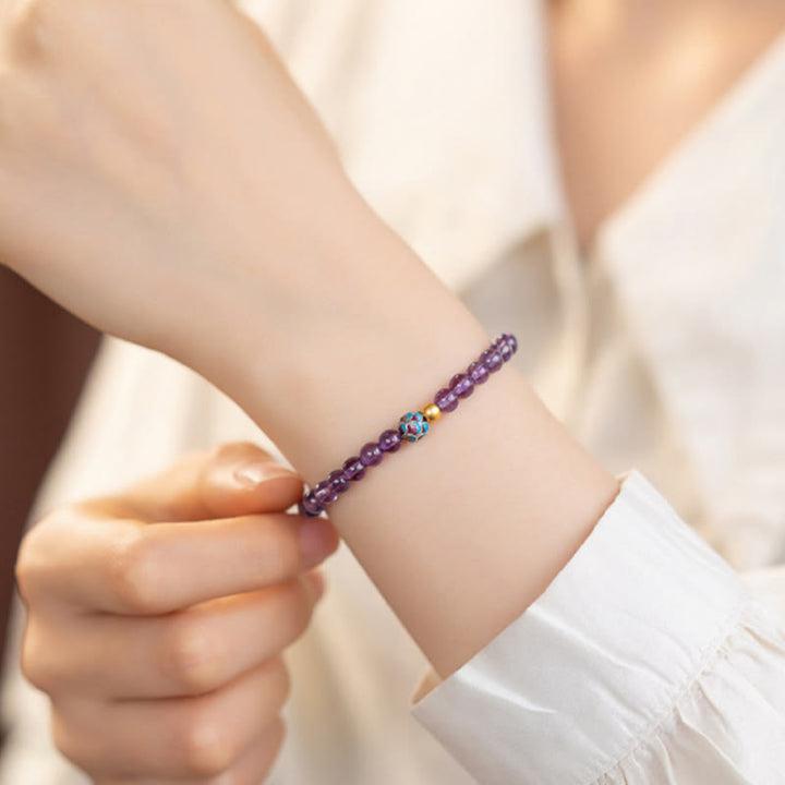 Bransoletka Buddha Stones Natural Ametyst Lotus Spiritual Awareness