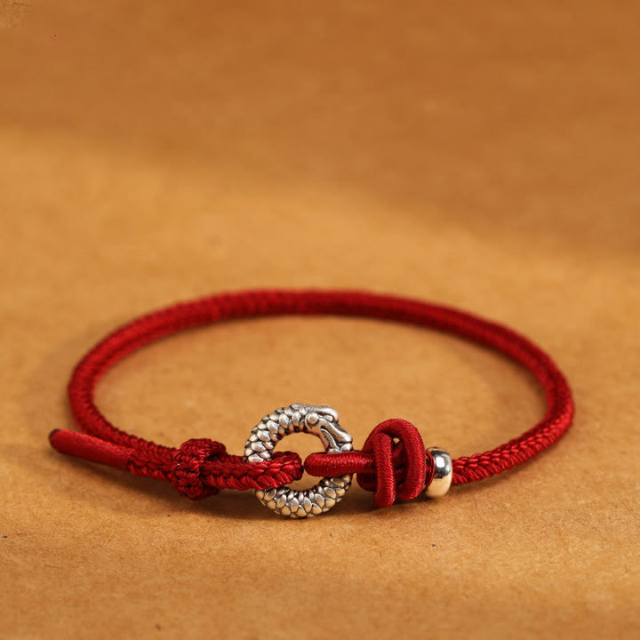 Buddha Stones 999 Srebro Sterling Rok Smoka Klamra Pokoju Bransoletka Szczęścia