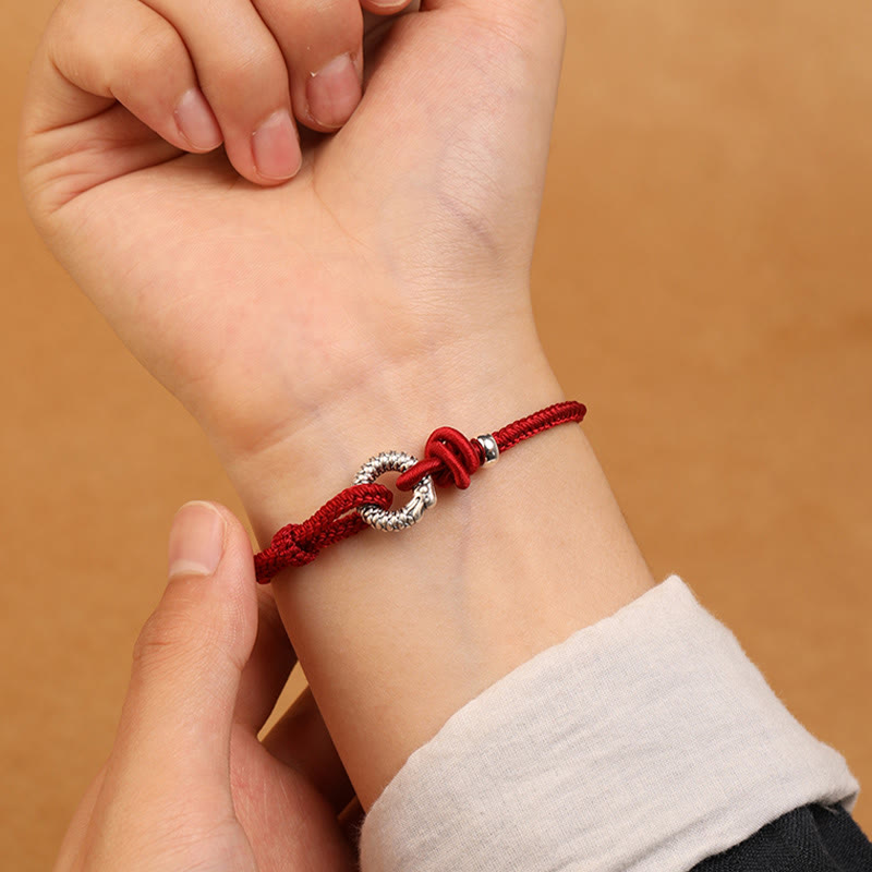 Buddha Stones 999 Srebro Sterling Rok Smoka Klamra Pokoju Bransoletka Szczęścia