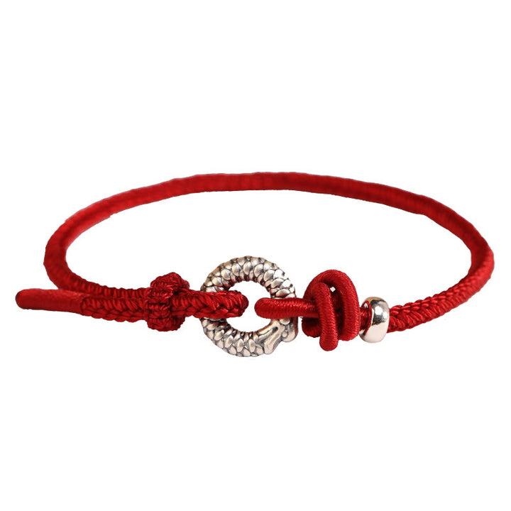 Buddha Stones 999 Srebro Sterling Rok Smoka Klamra Pokoju Bransoletka Szczęścia