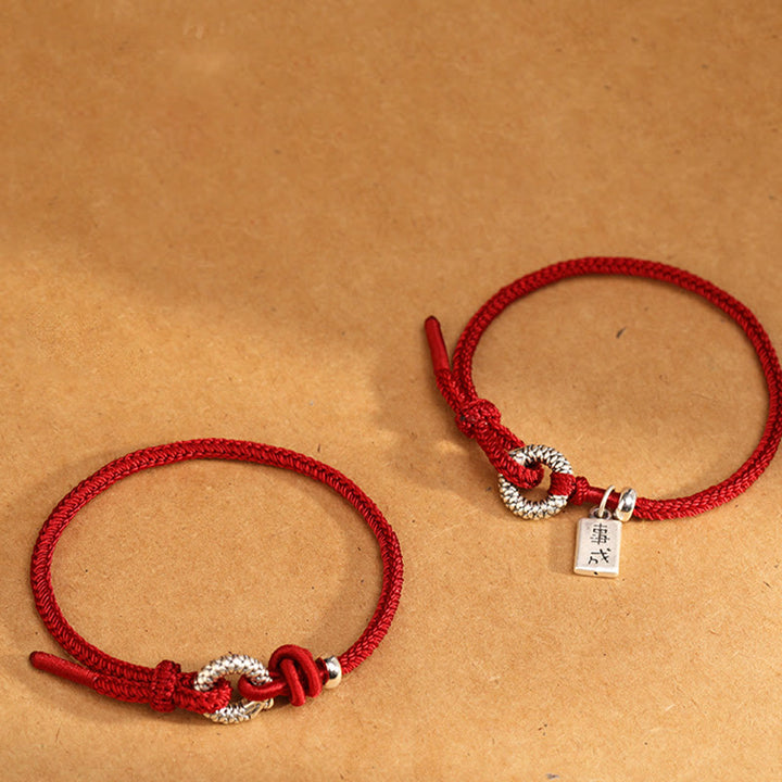 Buddha Stones 999 Srebro Sterling Rok Smoka Klamra Pokoju Bransoletka Szczęścia