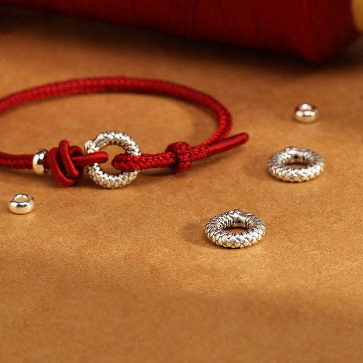 Buddha Stones 999 Srebro Sterling Rok Smoka Klamra Pokoju Bransoletka Szczęścia