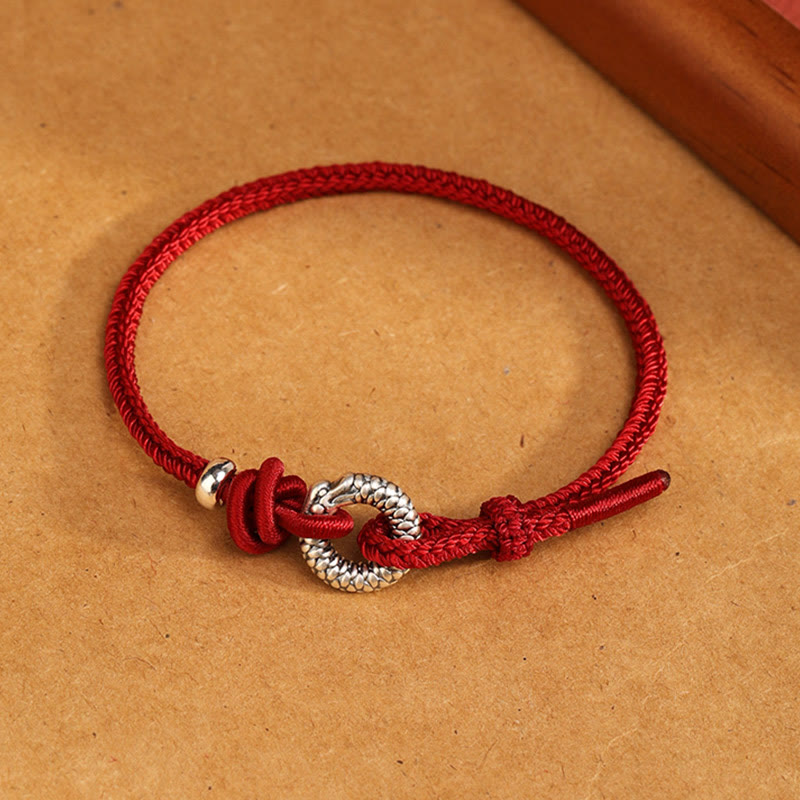 Buddha Stones 999 Srebro Sterling Rok Smoka Klamra Pokoju Bransoletka Szczęścia