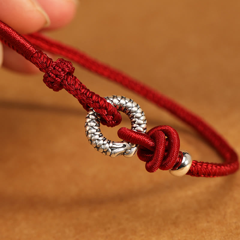 Buddha Stones 999 Srebro Sterling Rok Smoka Klamra Pokoju Bransoletka Szczęścia