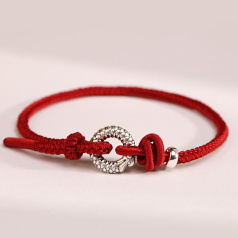 Buddha Stones 999 Srebro Sterling Rok Smoka Klamra Pokoju Bransoletka Szczęścia