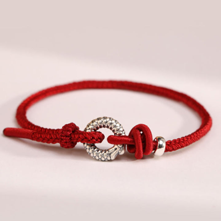 Buddha Stones 999 Srebro Sterling Rok Smoka Klamra Pokoju Bransoletka Szczęścia