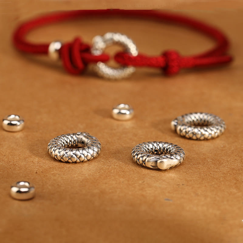 Buddha Stones 999 Srebro Sterling Rok Smoka Klamra Pokoju Bransoletka Szczęścia