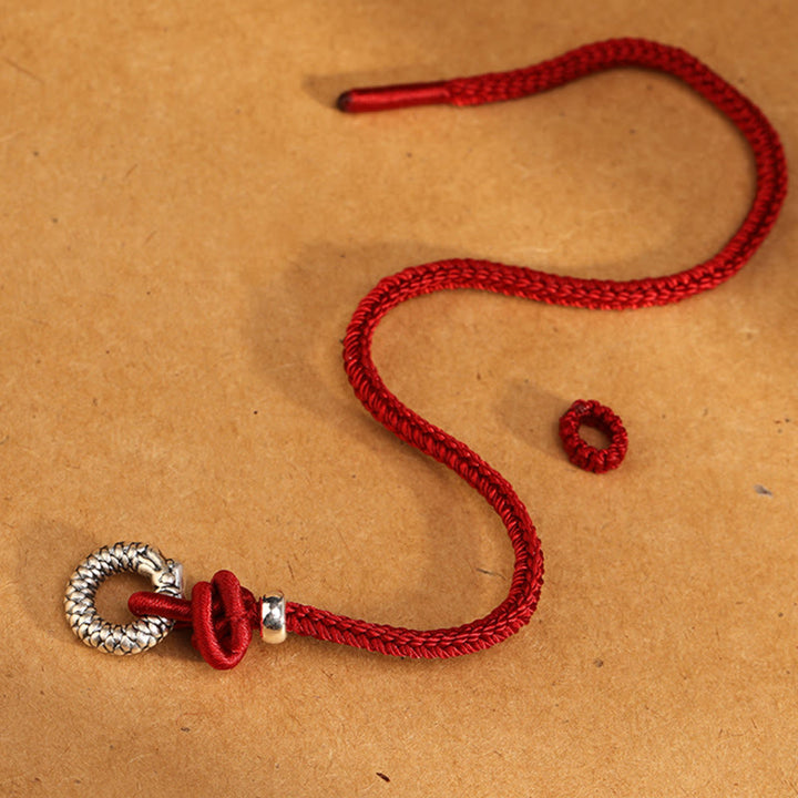 Buddha Stones 999 Srebro Sterling Rok Smoka Klamra Pokoju Bransoletka Szczęścia