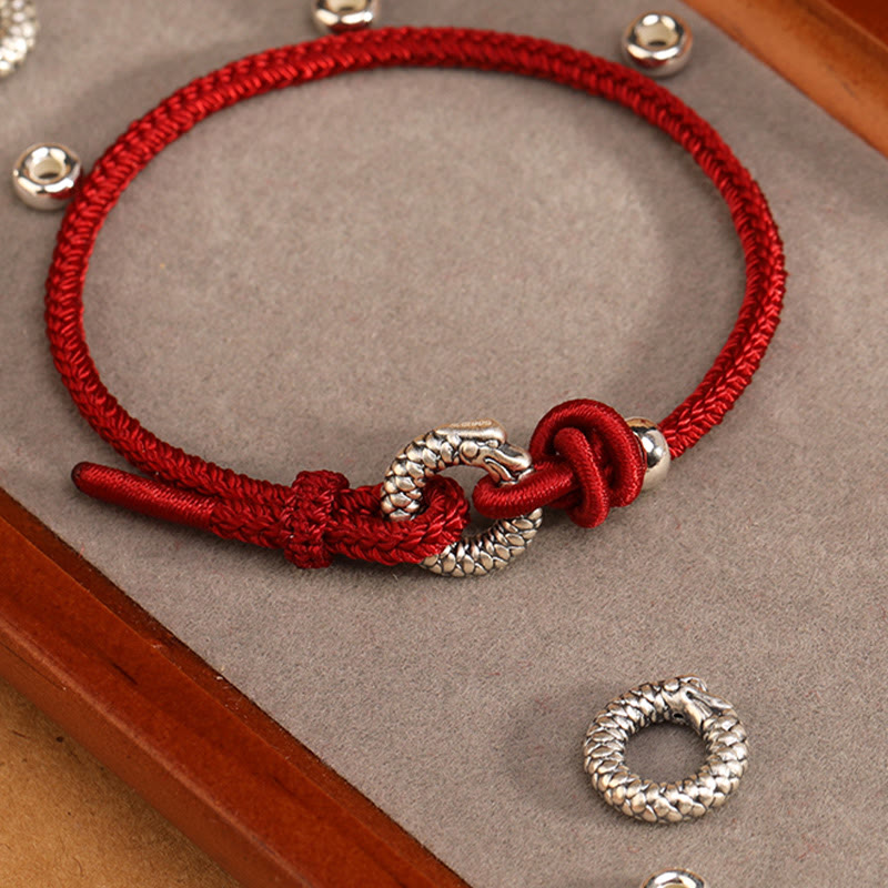 Buddha Stones 999 Srebro Sterling Rok Smoka Klamra Pokoju Bransoletka Szczęścia