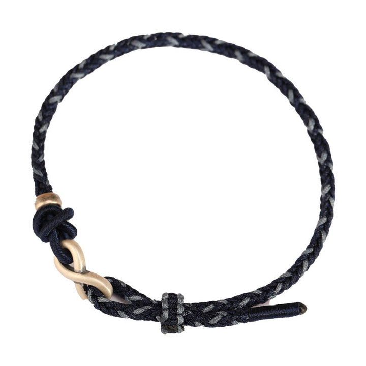 Buddha Stones Ręcznie robione 999 Srebro Sterlingowe Nieskończony Węzeł Symbol Szczęścia Bransoletka Lina