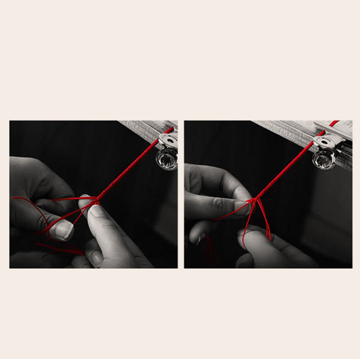 Buddha Stones Ręcznie robione 999 Srebro Sterlingowe Nieskończony Węzeł Symbol Szczęścia Bransoletka Lina