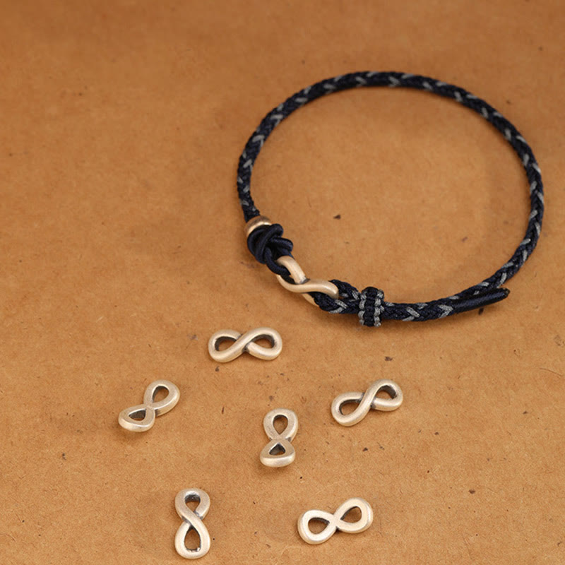 Buddha Stones Ręcznie robione 999 Srebro Sterlingowe Nieskończony Węzeł Symbol Szczęścia Bransoletka Lina