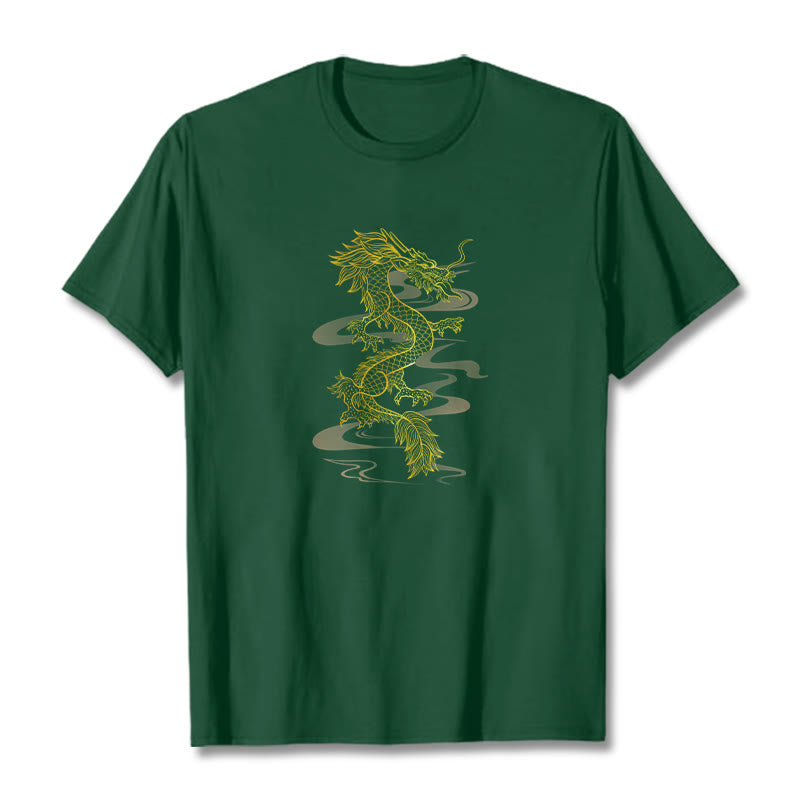 Koszulka z bawełny Buddha Stones Golden Dragon - ForestGreen - 2XL - image 10