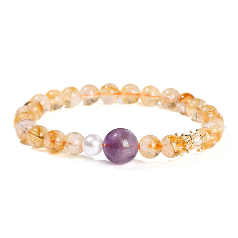 Bransoletka Buddha Stones Natural Citrine Amethyst Prosperity