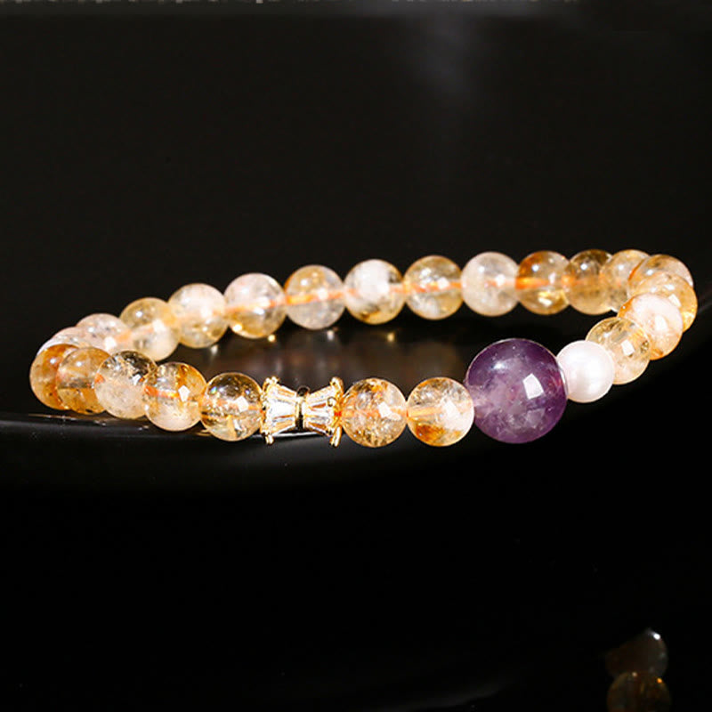 Bransoletka Buddha Stones Natural Citrine Amethyst Prosperity