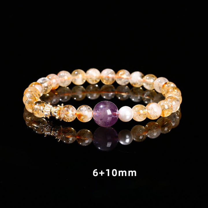 Bransoletka Buddha Stones Natural Citrine Amethyst Prosperity