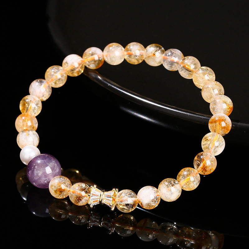 Bransoletka Buddha Stones Natural Citrine Amethyst Prosperity