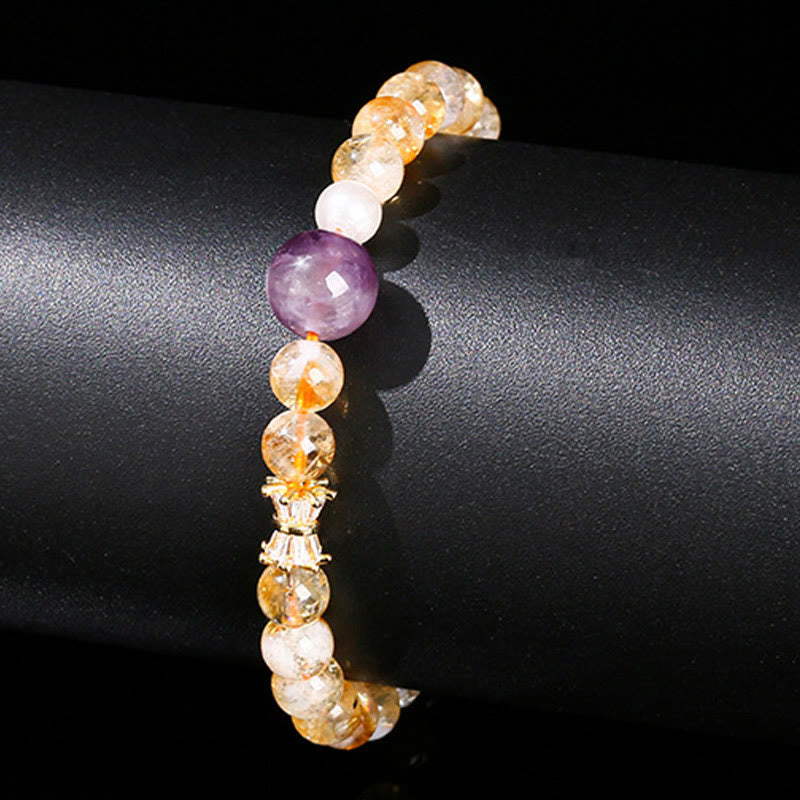 Bransoletka Buddha Stones Natural Citrine Amethyst Prosperity