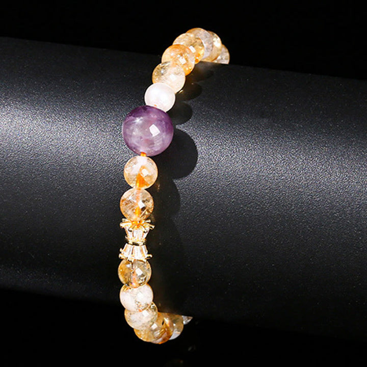 Bransoletka Buddha Stones Natural Citrine Amethyst Prosperity