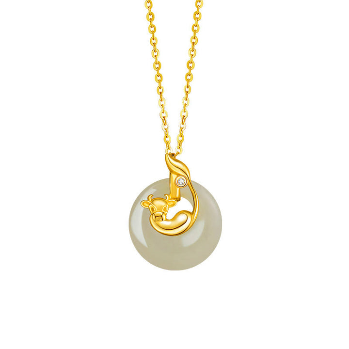 Buddha Stones Chiński Zodiak Hetian Jade Naszyjnik Obfitość 925 Srebro Sterling Wisiorek - Jadeit hetianowy, srebro próby 925 – wół - image 13