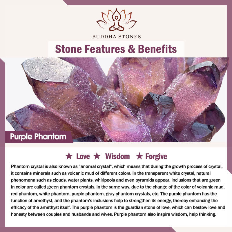 Bransoletka Buddha Stones Natural Purple Phantom Love Wisdom