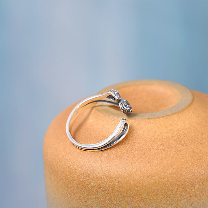 Buddha Stones 925 Srebro Sterling Rok Węża Dwugłowy Wąż Regulowany Otwarty Pierścień