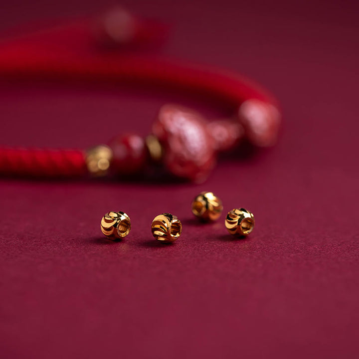 Buddha Stones Ręcznie robione Cynobrowe Ruyi Uchwyt Fu Charakter PiXiu Błogosławieństwo Czerwony Sznurek Bransoletka pleciona