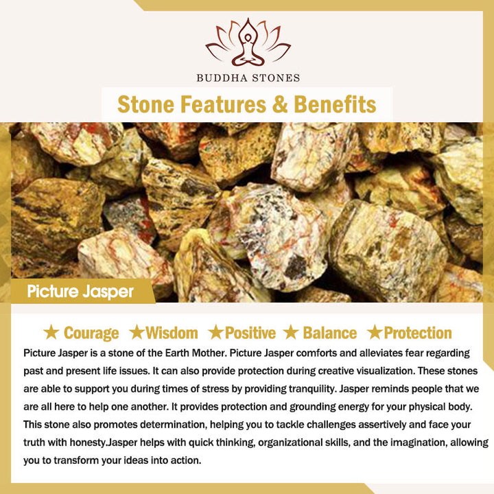 Buddha Stones 108 Koraliki Mala Naturalny Kamień Obraz Jaspis Turkusowy Lotos Pozytywna Bransoletka