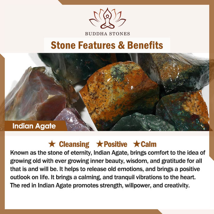 Buddha Stones 108 Koraliki Mala Naturalny Kamień Indyjski Agat Lotus Spokój Bransoletka