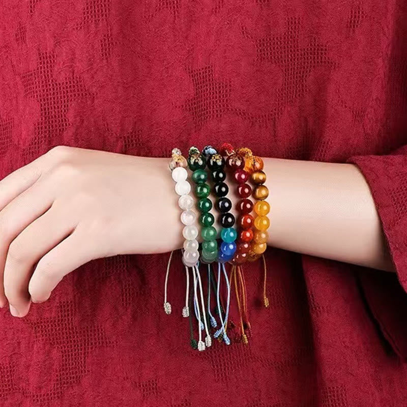 Buddha Stones Pięć Elementów Różnorodny Kryształ Agat Bogactwo Reinkarnacja Węzeł Warkocz Bransoletka