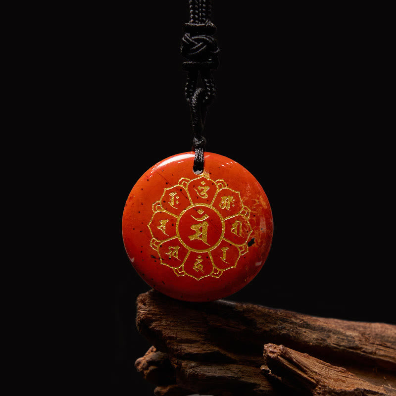 Buddha Stones Om Mani Padme Hum Naturalne Różnorodne Kryształowe Czarne Obsydianowe Naszyjnik Siła Wisiorek