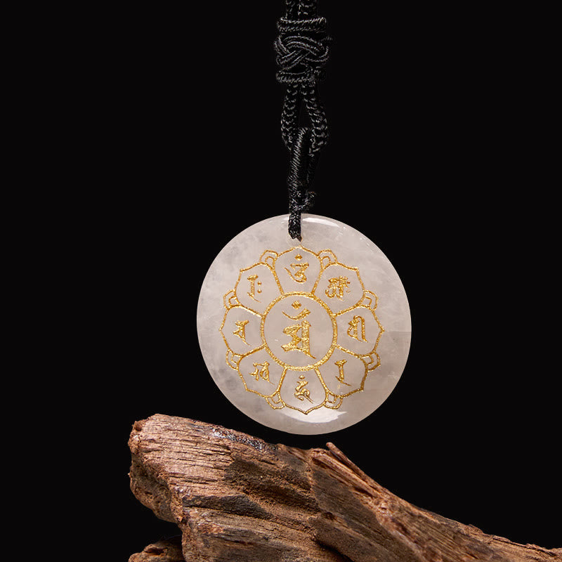 Buddha Stones Om Mani Padme Hum Naturalne Różnorodne Kryształowe Czarne Obsydianowe Naszyjnik Siła Wisiorek