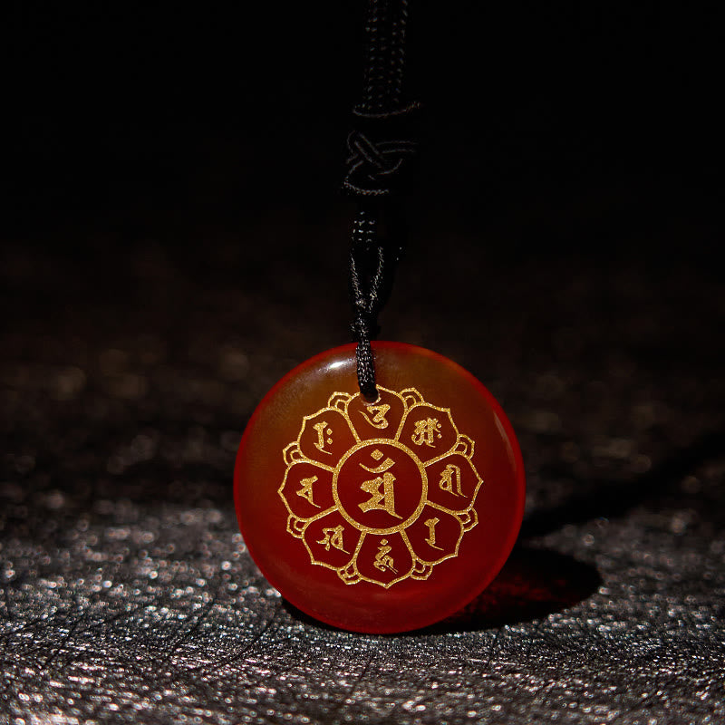 Buddha Stones Om Mani Padme Hum Naturalne Różnorodne Kryształowe Czarne Obsydianowe Naszyjnik Siła Wisiorek