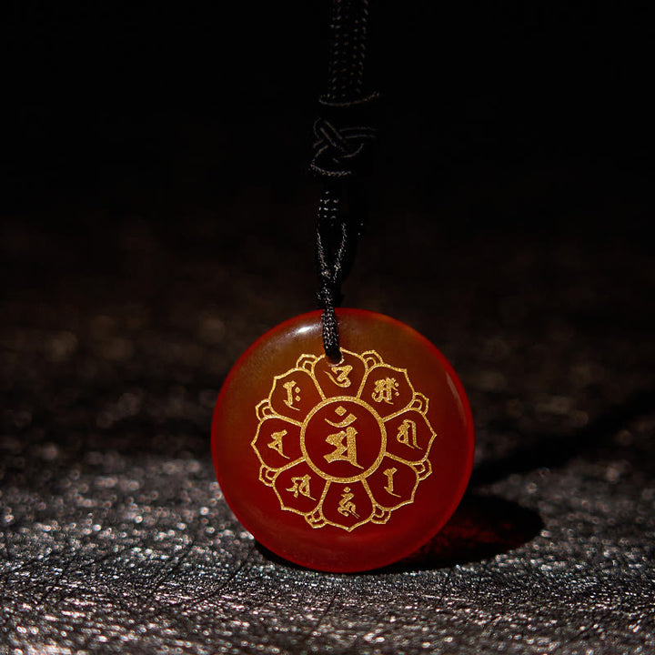 Buddha Stones Om Mani Padme Hum Naturalne Różnorodne Kryształowe Czarne Obsydianowe Naszyjnik Siła Wisiorek