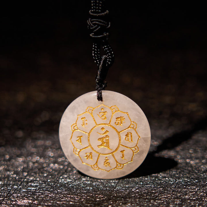 Buddha Stones Om Mani Padme Hum Naturalne Różnorodne Kryształowe Czarne Obsydianowe Naszyjnik Siła Wisiorek