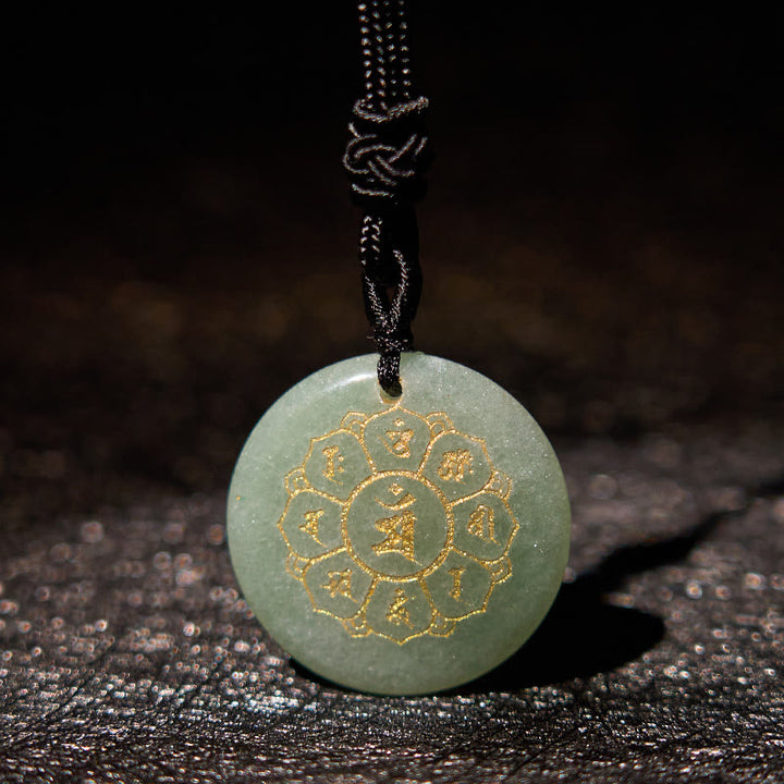 Buddha Stones Om Mani Padme Hum Naturalne Różnorodne Kryształowe Czarne Obsydianowe Naszyjnik Siła Wisiorek