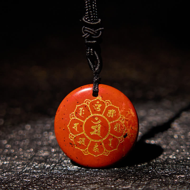 Buddha Stones Om Mani Padme Hum Naturalne Różnorodne Kryształowe Czarne Obsydianowe Naszyjnik Siła Wisiorek