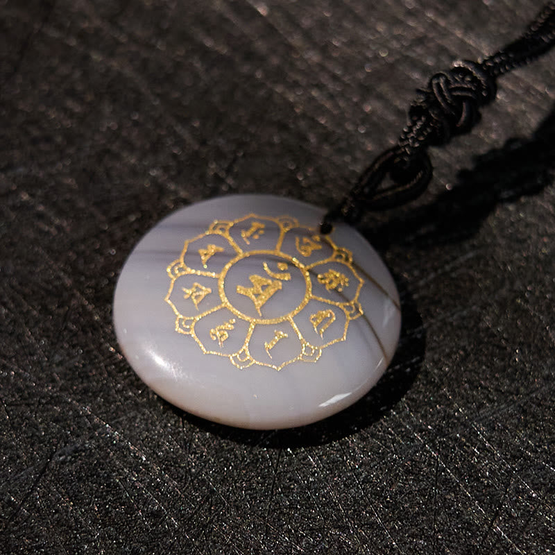 Buddha Stones Om Mani Padme Hum Naturalne Różnorodne Kryształowe Czarne Obsydianowe Naszyjnik Siła Wisiorek