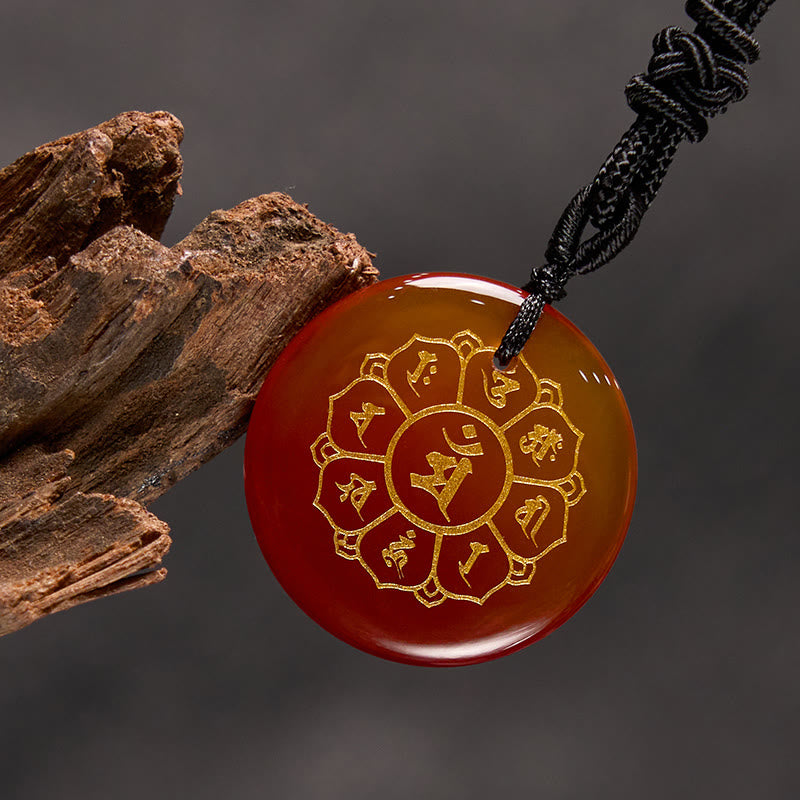 Buddha Stones Om Mani Padme Hum Naturalne Różnorodne Kryształowe Czarne Obsydianowe Naszyjnik Siła Wisiorek