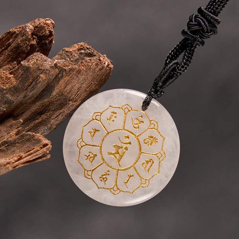 Buddha Stones Om Mani Padme Hum Naturalne Różnorodne Kryształowe Czarne Obsydianowe Naszyjnik Siła Wisiorek