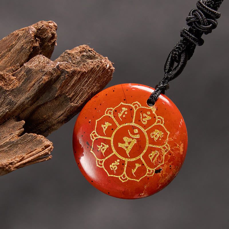 Buddha Stones Om Mani Padme Hum Naturalne Różnorodne Kryształowe Czarne Obsydianowe Naszyjnik Siła Wisiorek