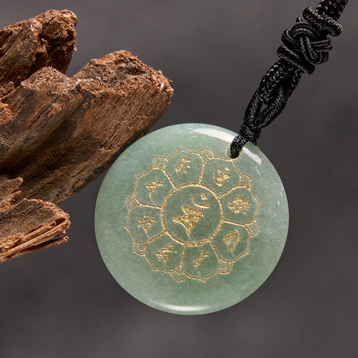 Buddha Stones Om Mani Padme Hum Naturalne Różnorodne Kryształowe Czarne Obsydianowe Naszyjnik Siła Wisiorek