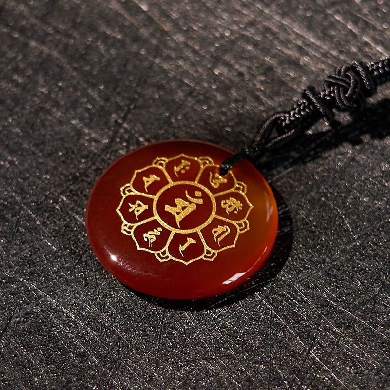 Buddha Stones Om Mani Padme Hum Naturalne Różnorodne Kryształowe Czarne Obsydianowe Naszyjnik Siła Wisiorek