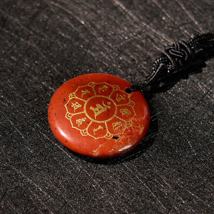 Buddha Stones Om Mani Padme Hum Naturalne Różnorodne Kryształowe Czarne Obsydianowe Naszyjnik Siła Wisiorek