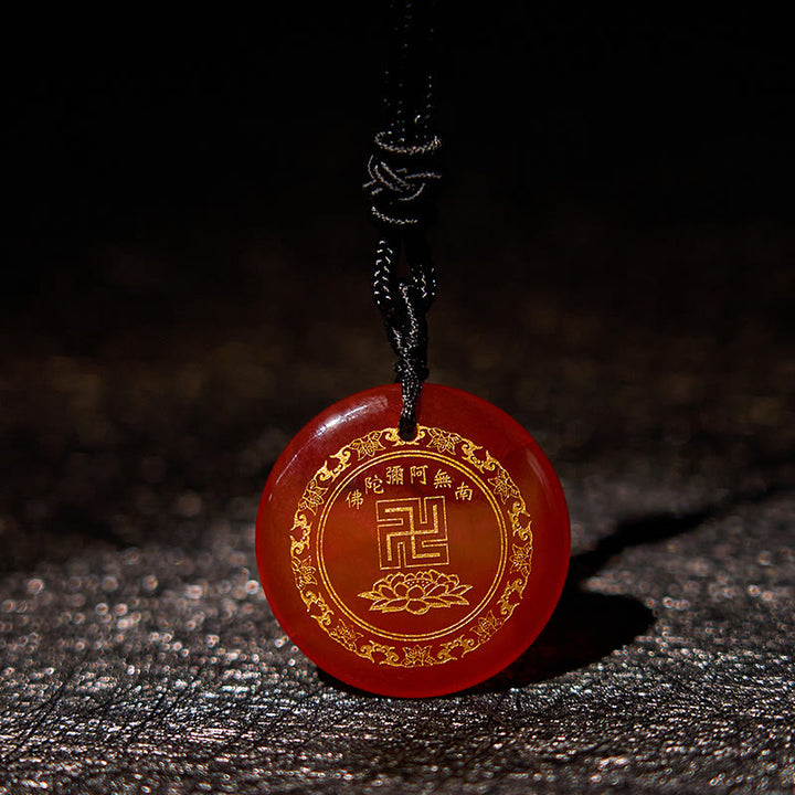 Buddha Stones Swastyka Wzór Lotosu Naturalny Różnorodny Kryształ Czarny Obsydian Oczyszczający Naszyjnik Wisiorek